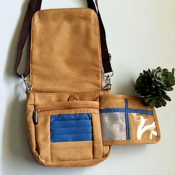 Travelon 3 In 1 Faux Suede Mini Bag Tan Removable/Adjustable Brown Strap - Picture 7 of 12